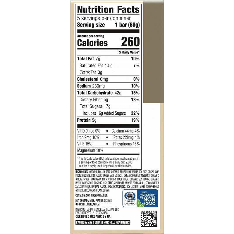 slide 11 of 14, CLIF Bar White Chocolate Macadamia Nut Granola Plant-Based Soy Protein Bar Made with Organic Oats - 9g Protein - 12oz/5ct, 9 gram, 12 oz, 5 ct