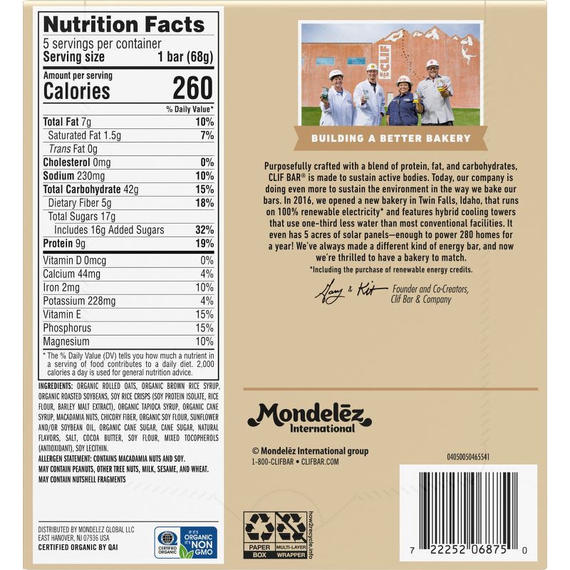 slide 11 of 12, Clif Bar White Chocolate Macadamia Nut Bars - 12oz/5ct, 12 oz, 5 ct