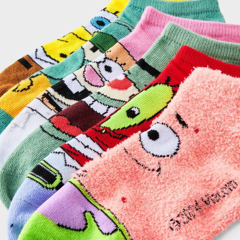 slide 3 of 3, Women's Nickelodeon SpongeBob SquarePants 6pk Low Cut Socks - Assorted Colors 4-10: Polyester & Spandex Knit, Machine Washable, 6 ct