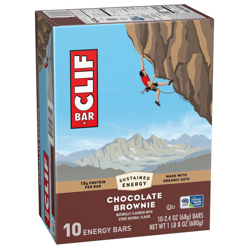 slide 7 of 15, CLIF Bar Chocolate Brownie Granola Plant-Based Soy Protein Bar Made with Organic Oats - 10g Protein - 24oz/10ct, 10 gram, 24 oz, 10 ct
