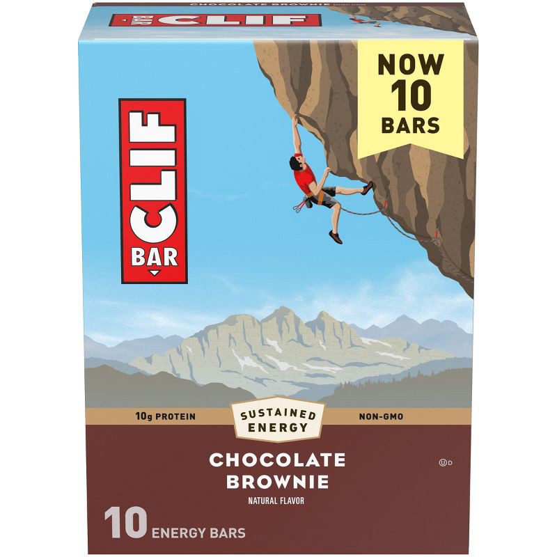 slide 13 of 15, CLIF Bar Chocolate Brownie Granola Plant-Based Soy Protein Bar Made with Organic Oats - 10g Protein - 24oz/10ct, 10 gram, 24 oz, 10 ct