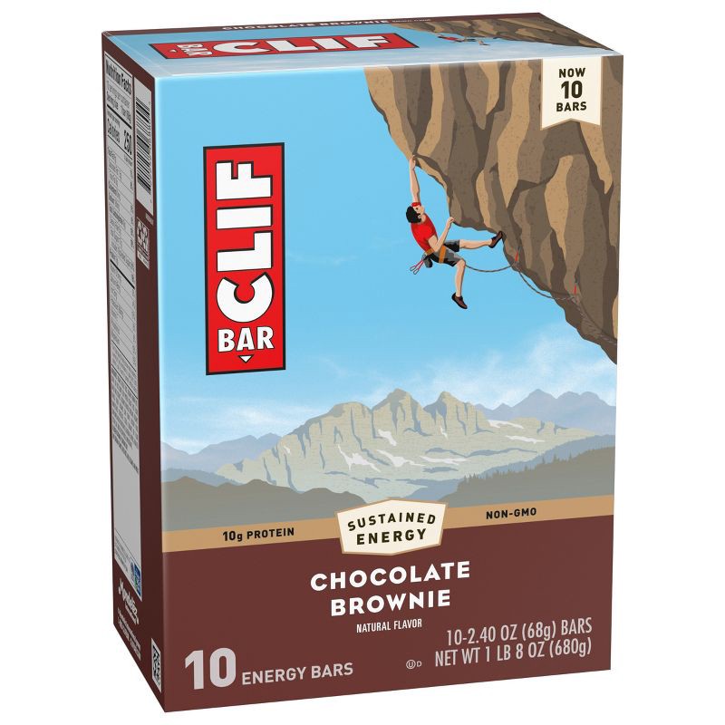 slide 15 of 15, CLIF Bar Chocolate Brownie Granola Plant-Based Soy Protein Bar Made with Organic Oats - 10g Protein - 24oz/10ct, 10 gram, 24 oz, 10 ct