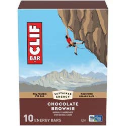 CLIF Bar Chocolate Brownie Granola Plant-Based Soy Protein Bar Made with Organic Oats - 10g Protein - 24oz/10ct