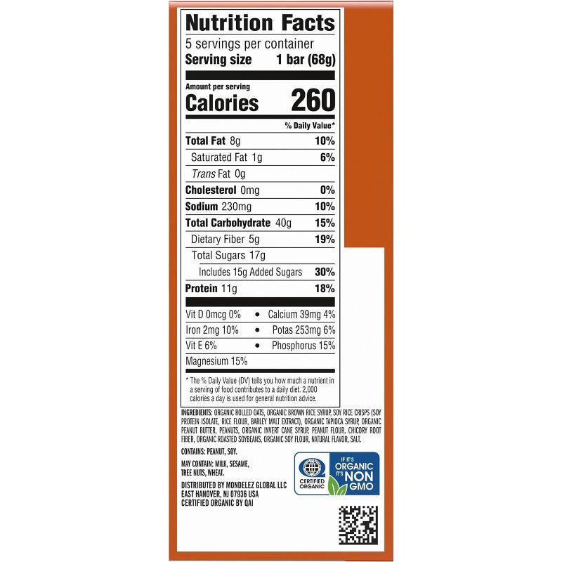 slide 12 of 15, CLIF Bar Crunchy Peanut Butter Granola Plant-Based Soy Protein Bar Made with Organic Oats - 11g Protein - 12oz/5ct, 11 gram, 12 oz, 5 ct