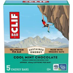 CLIF Bar Cool Mint Chocolate Granola Plant-Based Soy Protein Bar Made with Organic Oats - 10g Protein - 12oz/5ct