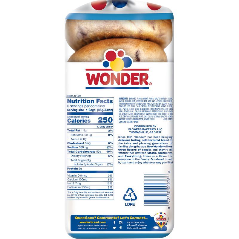 slide 12 of 13, Wonder Blueberry Bagels - 18oz, 18 oz