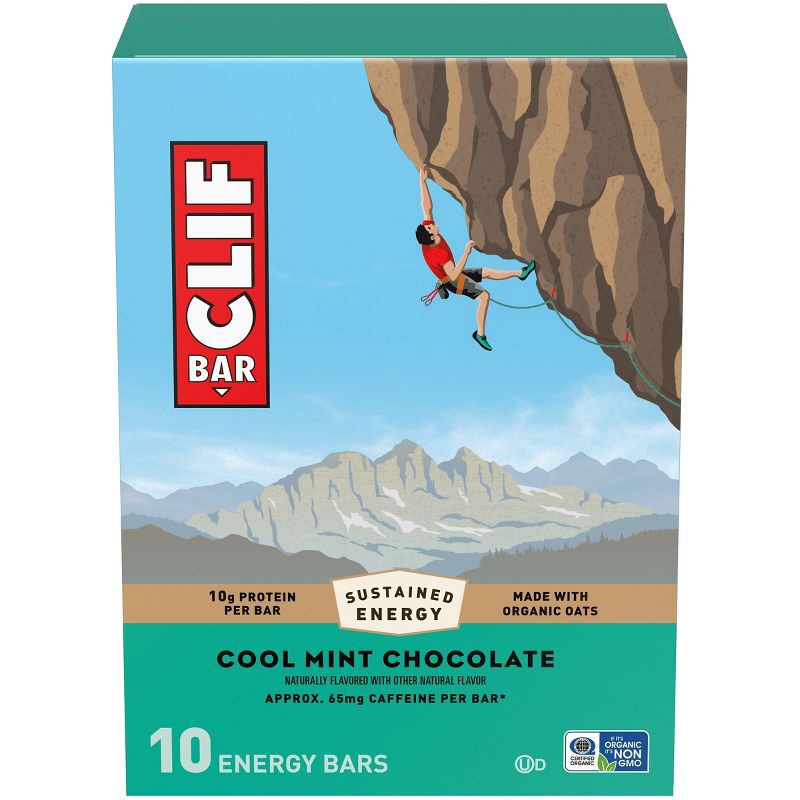 slide 1 of 15, CLIF Bar Cool Mint Chocolate Granola Plant-Based Soy Protein Bar Made with Organic Oats - 10g Protein - 24oz/10ct, 10 gram, 24 oz, 10 ct