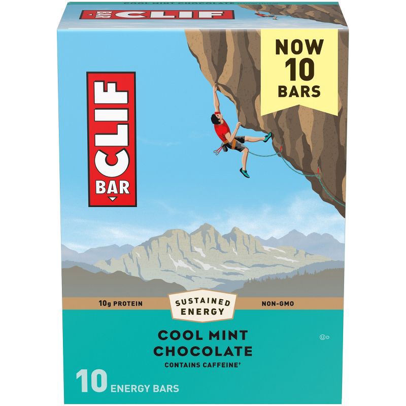 slide 13 of 15, CLIF Bar Cool Mint Chocolate Granola Plant-Based Soy Protein Bar Made with Organic Oats - 10g Protein - 24oz/10ct, 10 gram, 24 oz, 10 ct