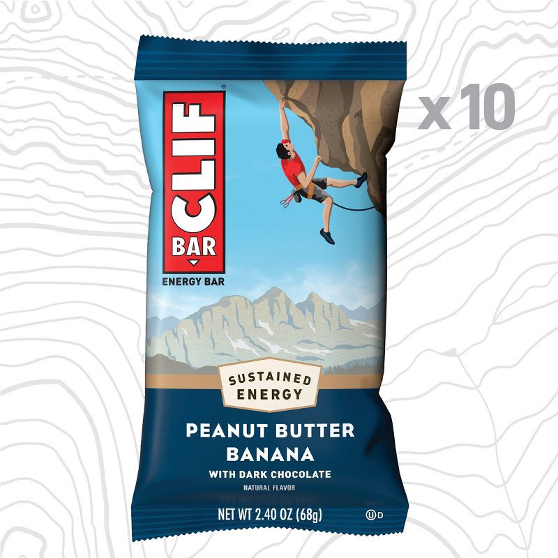 slide 13 of 14, CLIF Bar Peanut Butter Banana with Dark Chocolate Granola Plant-Based Soy Protein Bar Made with Organic Oats - 10g Protein - 24oz/10ct, 10 gram, 24 oz, 10 ct