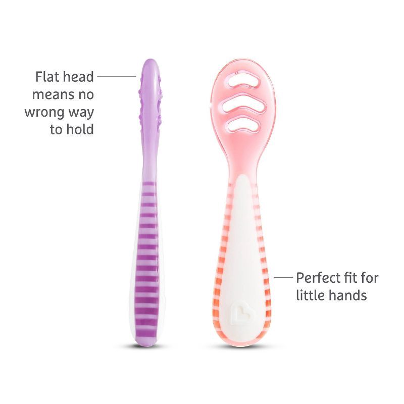 slide 4 of 6, Munchkin Gentle Dip Self-Feeding Spoons - Coral/Purple - 3pk, 3 ct