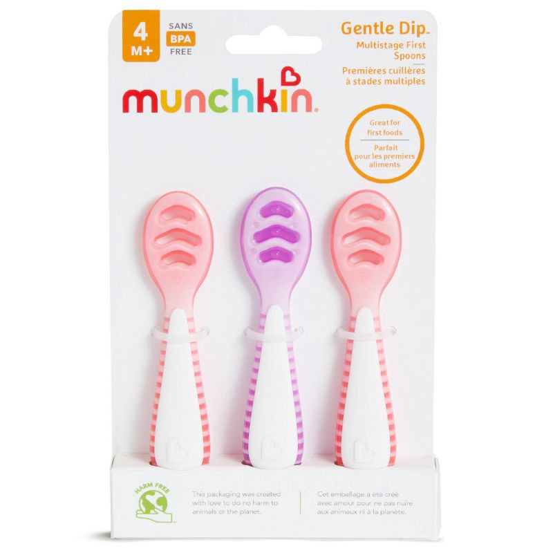 slide 5 of 6, Munchkin Gentle Dip Self-Feeding Spoons - Coral/Purple - 3pk, 3 ct