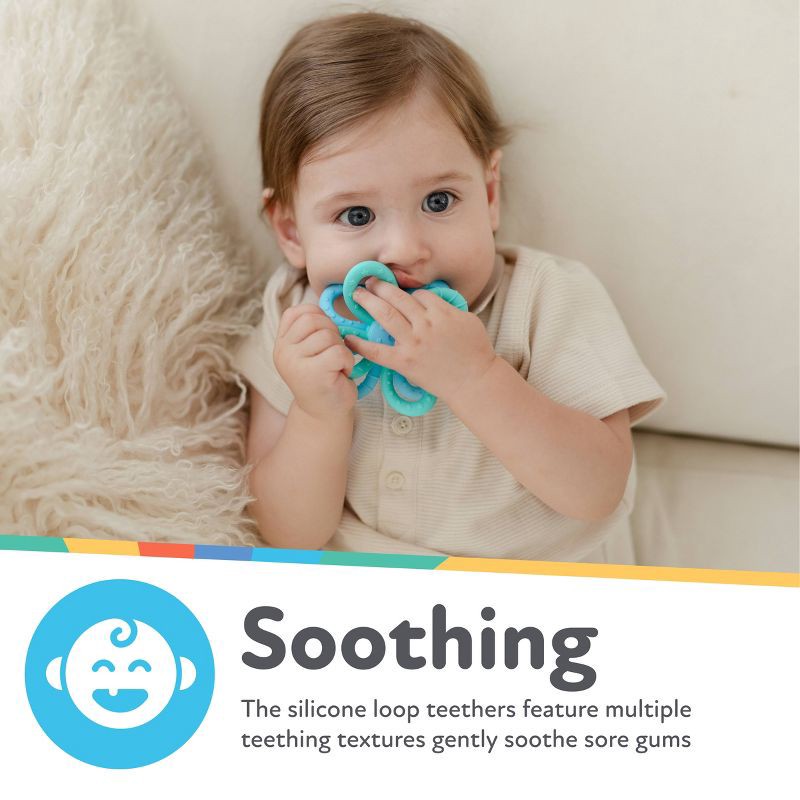 slide 2 of 7, Nuby Geo Silicone Teether - Boy, 1 ct