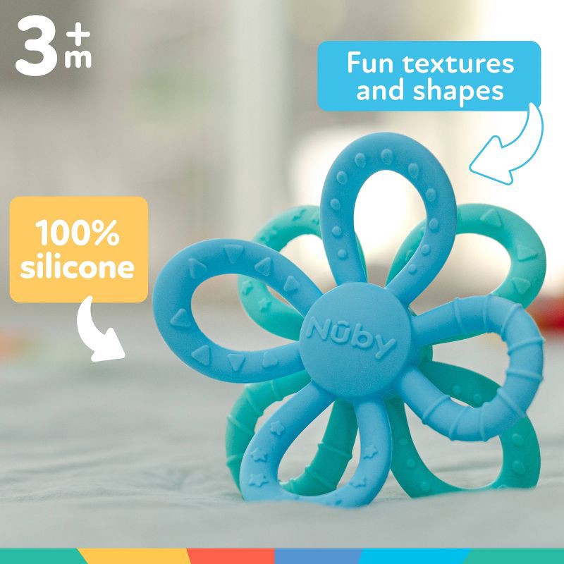 slide 5 of 7, Nuby Geo Silicone Teether - Boy, 1 ct