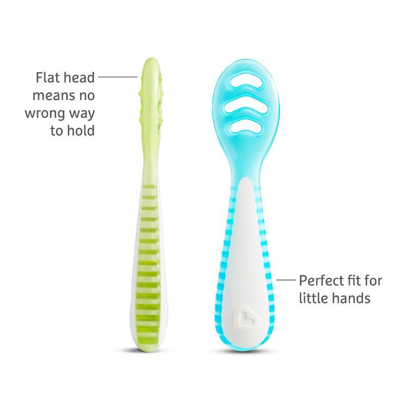 slide 4 of 6, Munchkin Gentle Dip Self-Feeding Spoons - Blue/Mint - 3pk, 3 ct