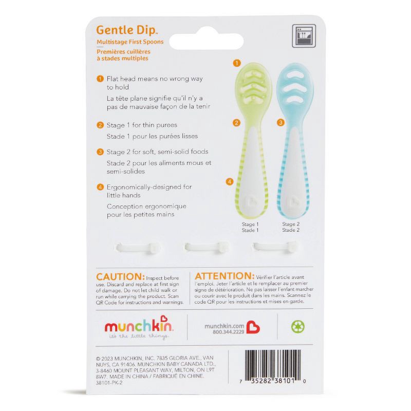 slide 6 of 6, Munchkin Gentle Dip Self-Feeding Spoons - Blue/Mint - 3pk, 3 ct