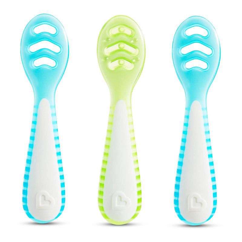 slide 1 of 6, Munchkin Gentle Dip Self-Feeding Spoons - Blue/Mint - 3pk, 3 ct