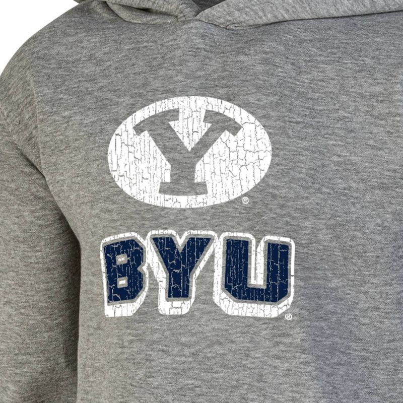 slide 3 of 3, NCAA BYU Cougars Boys' Gray Hoodie - M: Cotton-Polyester Pullover with Kangaroo Pocket, 1 ct