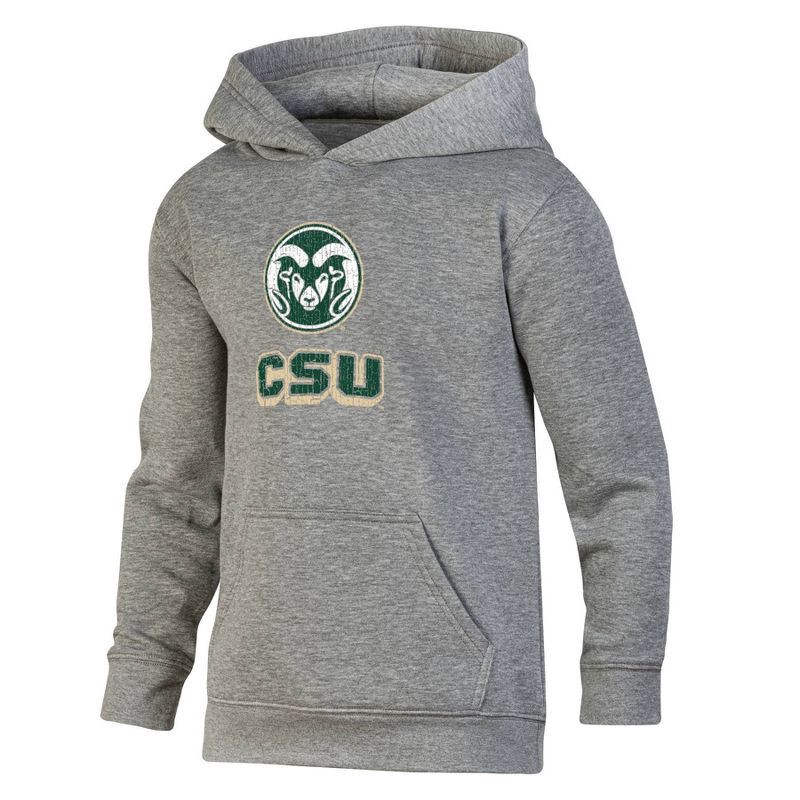 slide 1 of 3, NCAA Colorado State Rams Boys' Gray Hoodie - S: Cotton-Polyester Pullover with Kangaroo Pocket, 1 ct