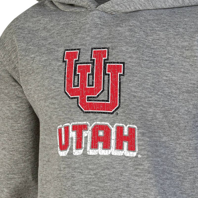 slide 3 of 3, NCAA Utah Utes Boys' Gray Hoodie - S: Cotton-Polyester Pullover with Kangaroo Pocket, 1 ct