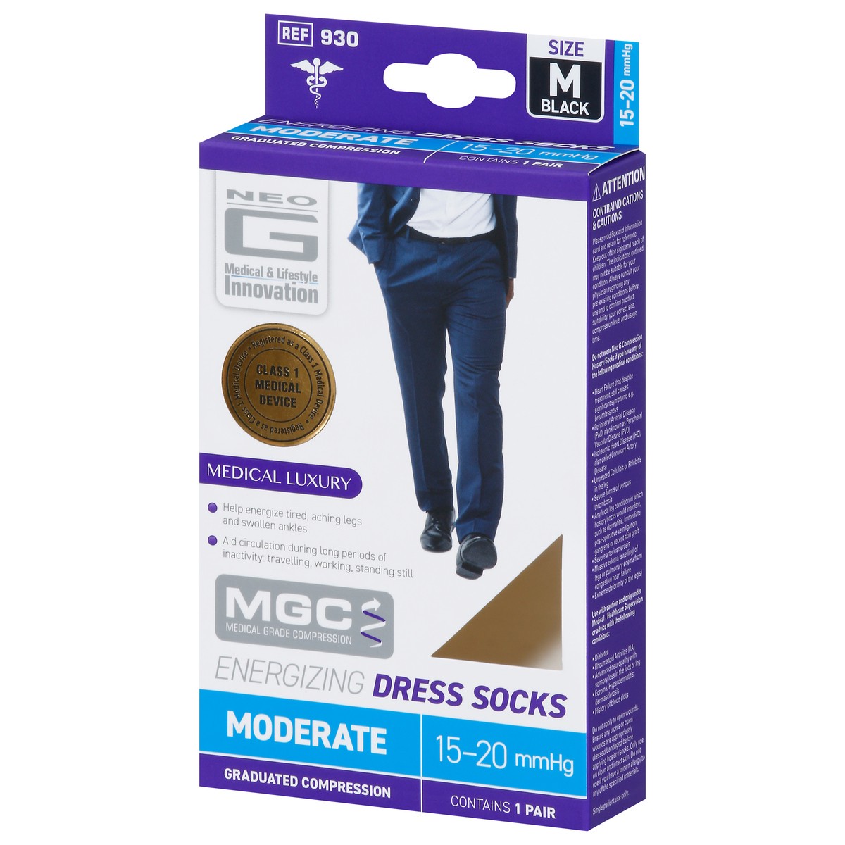 slide 3 of 12, Neo G Black Moderate Energizing Dress Socks Size M 1 ea, 1 ct