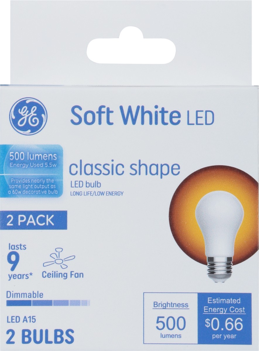 slide 9 of 9, GE 5.5 Watts Classic Shape Soft White LED A15 Light Bulbs 2 ea, 2 ct