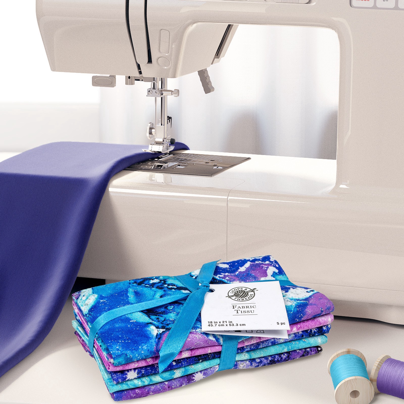 slide 7 of 8, Multicolor Element Printed Fabric Bundle By Loops & Threads, 18 in x 21 in