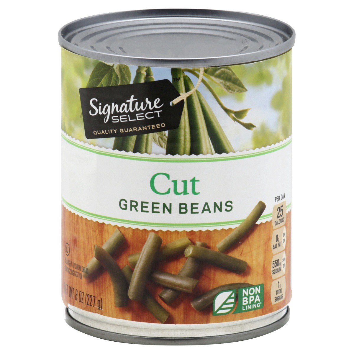 slide 1 of 2, Signature Select Beans Green Cut Can, 8 oz