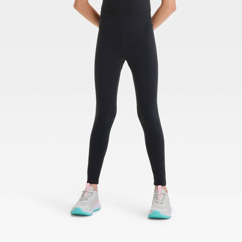 slide 1 of 3, Girls' Everyday Soft Leggings - All In Motion™ Black S, 1 ct