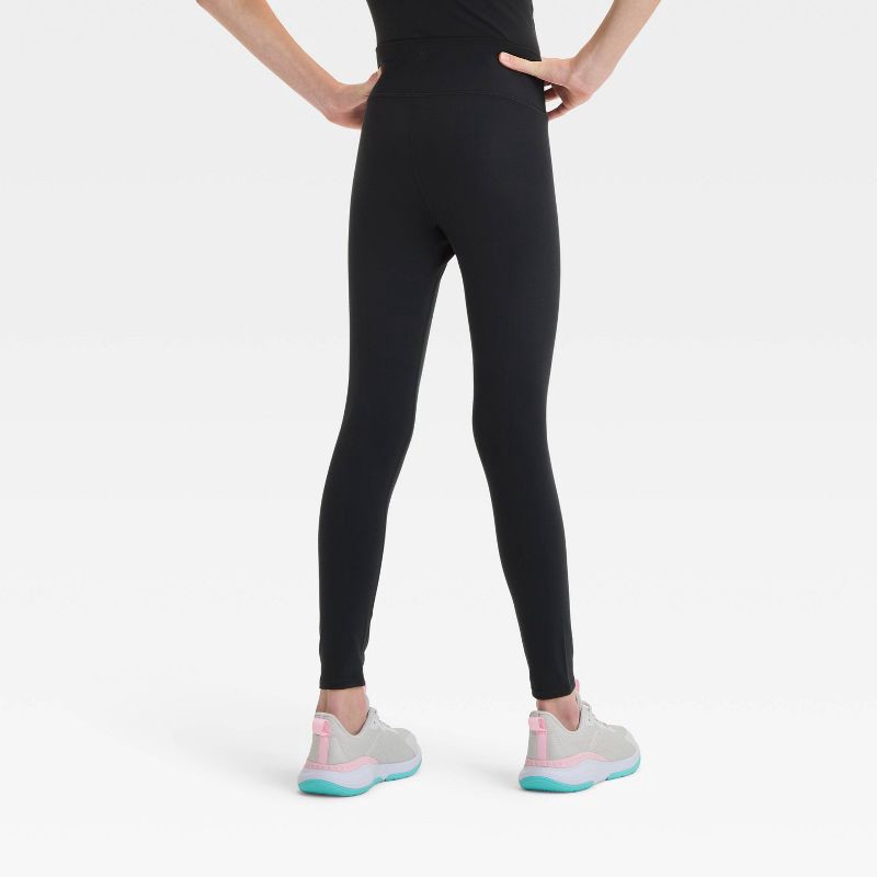 slide 2 of 3, Girls' Everyday Soft Leggings - All In Motion™ Black M, 1 ct