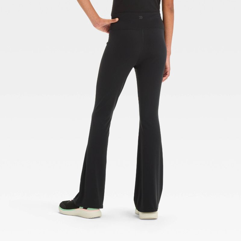 slide 2 of 3, Girls' Everyday Soft Flare Leggings - All In Motion™ Black XL: High Rise, Moisture Wicking, Quick Dry, UPF 50+, 1 ct