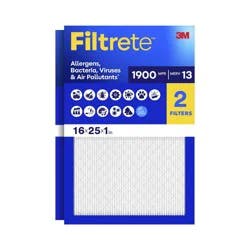Filtrete 2pk 1900 Ultimate Premium Allergens, Bacteria and Virus 16' X 25': Electrostatic Furnace Filter MERV 13