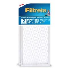 Filtrete 2pk 1900 Ultimate Allergens, Bacteria and Virus 14X25: MERV 13 Electrostatic Furnace & AC Filter, 2-Pack