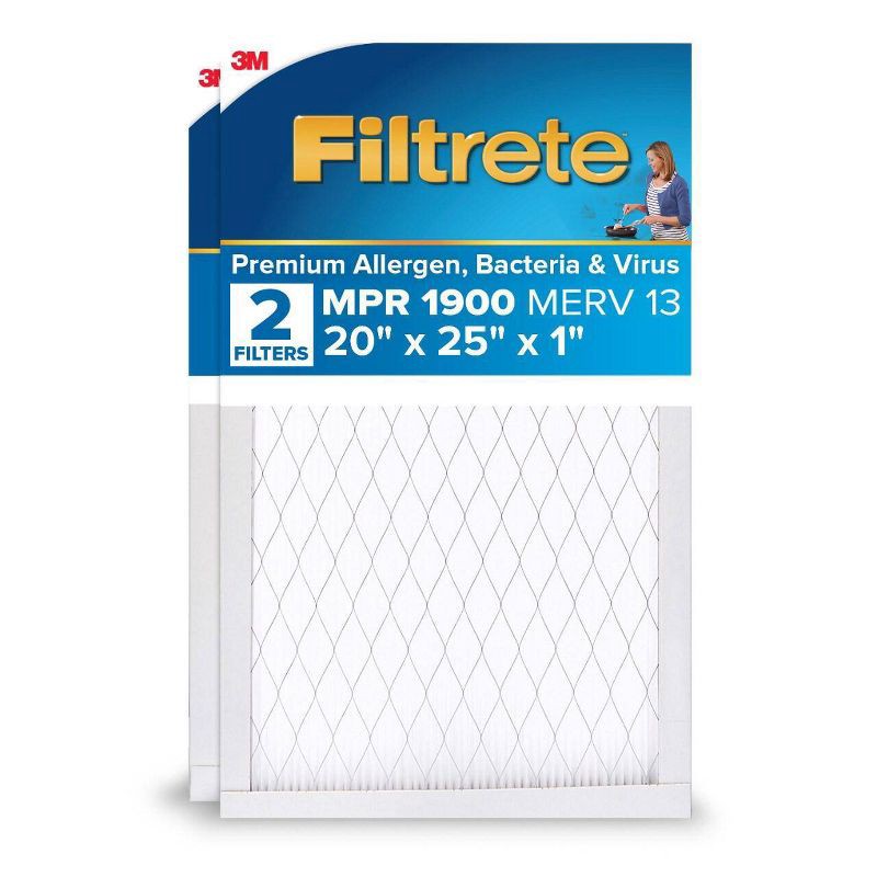 slide 1 of 11, Filtrete 2pk 1900 Ultimate Allergens, Bacteria and Virus 20X25: MERV 13 Electrostatic Furnace & AC Filter 20x25x1, 2 ct