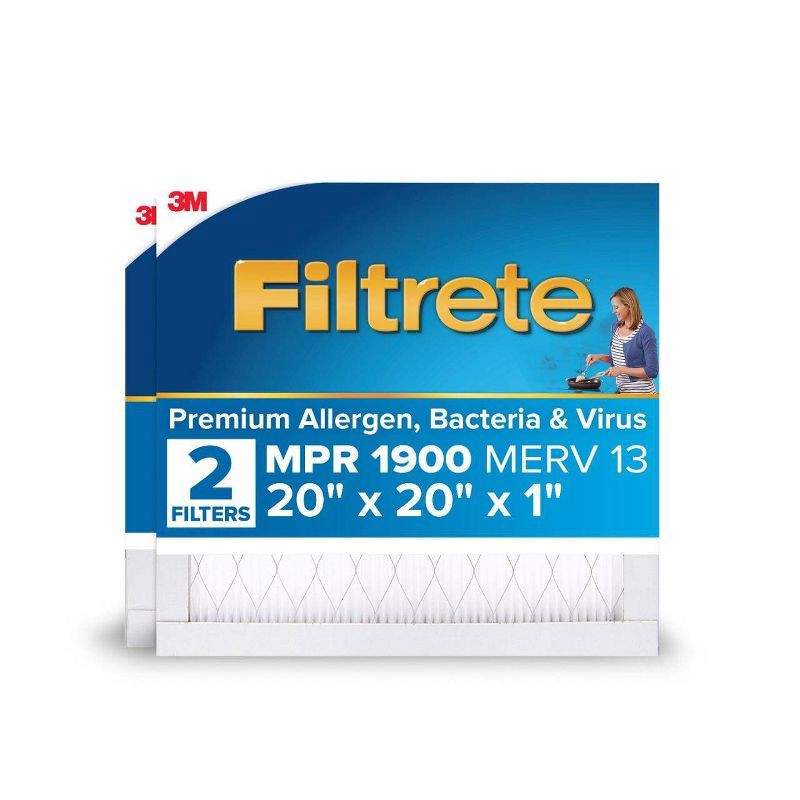 slide 1 of 12, Filtrete 2pk 1900 Ultimate Allergens, Bacteria and Virus 20X20: MERV 13 Electrostatic Furnace & AC Filter 20x20x1, 2 ct
