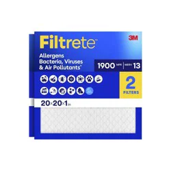 Filtrete 2pk 1900 Ultimate Allergens, Bacteria and Virus 20X20: MERV 13 Electrostatic Furnace & AC Filter 20x20x1