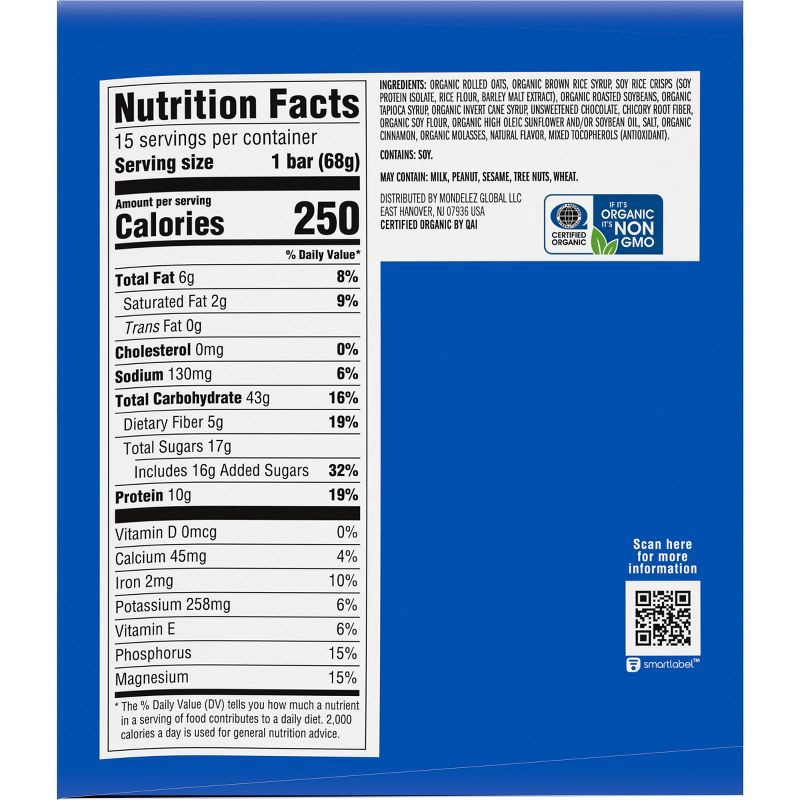 slide 12 of 14, CLIF Bar Chocolate Chip Granola Plant-Based Soy Protein Bar Made with Organic Oats - 10g Protein - 36oz/15ct, 10 gram, 36 oz, 15 ct