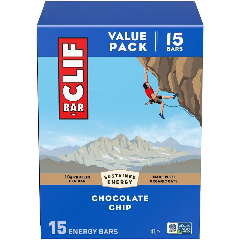 slide 1 of 14, CLIF Bar Chocolate Chip Granola Plant-Based Soy Protein Bar Made with Organic Oats - 10g Protein - 36oz/15ct, 10 gram, 36 oz, 15 ct