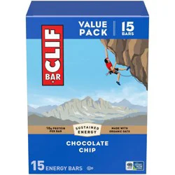 CLIF Bar Chocolate Chip Granola Plant-Based Soy Protein Bar Made with Organic Oats - 10g Protein - 36oz/15ct