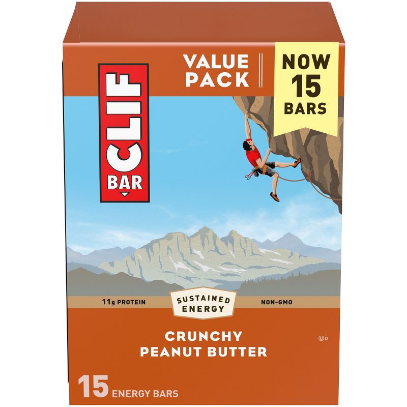 slide 16 of 18, CLIF Bar Crunchy Peanut Butter Granola Plant-Based Soy Protein Bar Made with Organic Oats - 11g Protein - 36oz/15ct, 11 gram, 36 oz, 15 ct