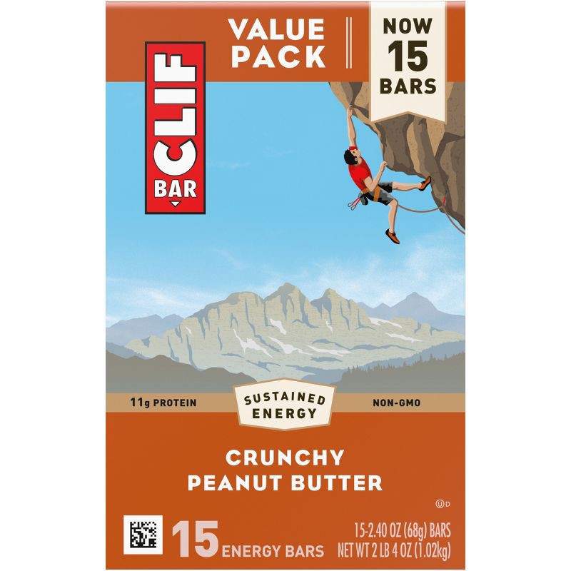 slide 18 of 18, CLIF Bar Crunchy Peanut Butter Granola Plant-Based Soy Protein Bar Made with Organic Oats - 11g Protein - 36oz/15ct, 11 gram, 36 oz, 15 ct