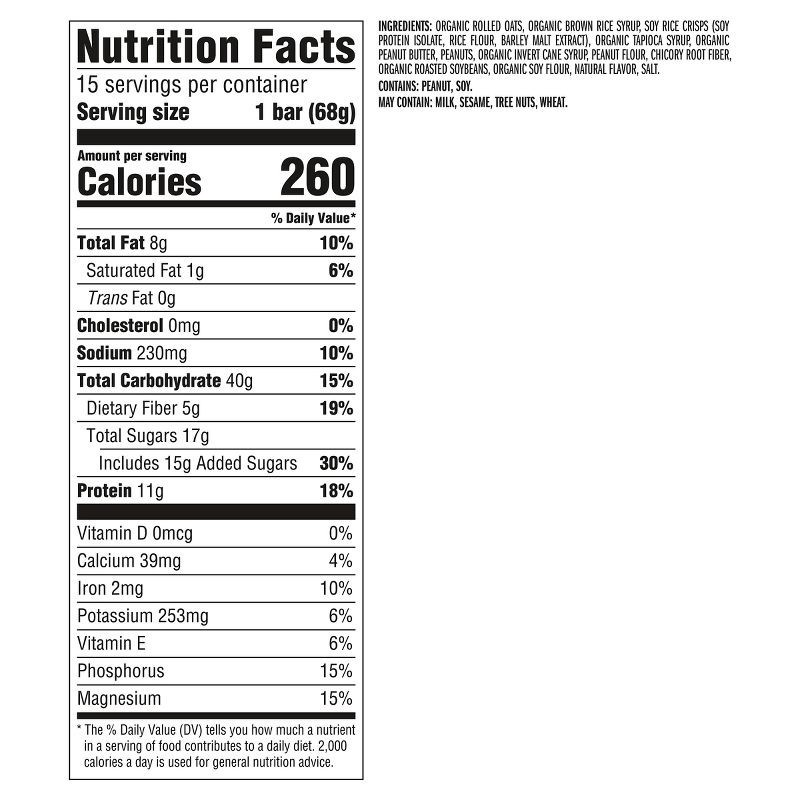slide 4 of 18, CLIF Bar Crunchy Peanut Butter Granola Plant-Based Soy Protein Bar Made with Organic Oats - 11g Protein - 36oz/15ct, 11 gram, 36 oz, 15 ct