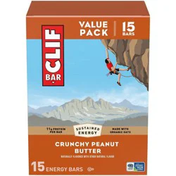 CLIF Bar Crunchy Peanut Butter Granola Plant-Based Soy Protein Bar Made with Organic Oats - 11g Protein - 36oz/15ct
