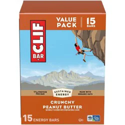CLIF Bar Crunchy Peanut Butter Granola Plant-Based Soy Protein Bar Made with Organic Oats - 11g Protein - 36oz/15ct