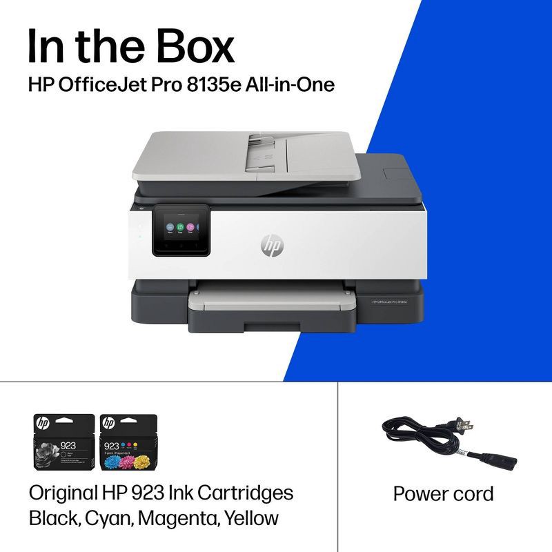 slide 9 of 18, HP Inc. HP OfficeJet Pro 8135e Wireless All-in-One Color Printer Scanner Copier with 3 Months Free Instant Ink (40Q35A): Inkjet, USB, Bluetooth, 1 ct