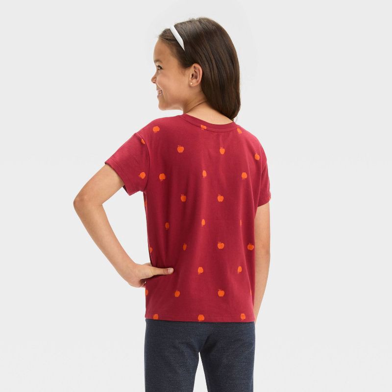 slide 2 of 3, Girls' Short Sleeve Apple T-Shirt - Cat & Jack™ Burgundy XS, 1 ct