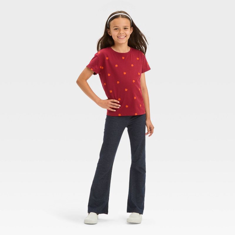 slide 3 of 3, Girls' Short Sleeve Apple T-Shirt - Cat & Jack™ Burgundy XS, 1 ct