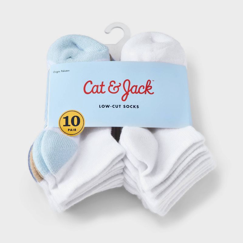 slide 2 of 3, Toddler Low Cut Socks - Cat & Jack™ 2T-3T: Stripe Pattern, Cushioned Heel and Toe, Knit Fabric, 1 ct