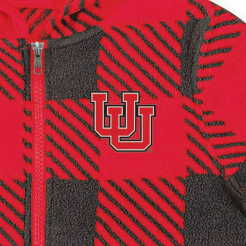 slide 3 of 3, NCAA Utah Utes Toddler Boys' Buff Checkered Zip-Up Jacket - 3T: Lightweight Polyester Anorak with Seam Pockets, 1 ct