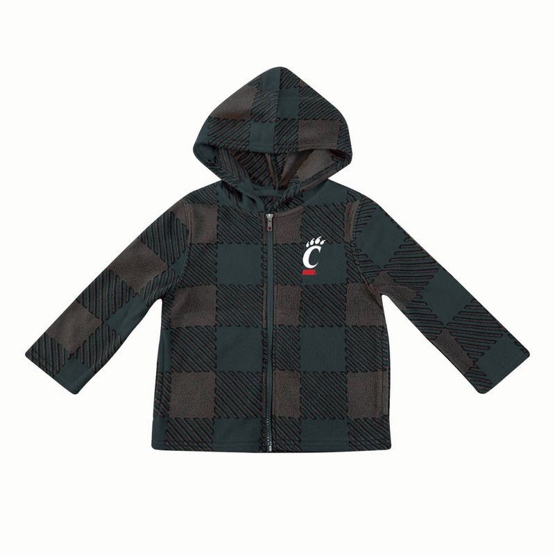 slide 1 of 3, NCAA Cincinnati Bearcats Toddler Boys' Buff Checkered Zip-Up Jacket - 4T: Lightweight Polyester Anorak with Seam Pockets, 1 ct