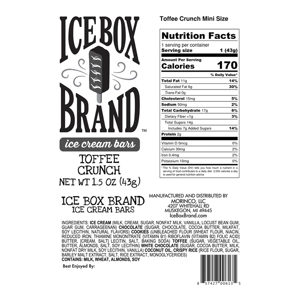 slide 5 of 5, Ice Box Brand Morinco Toffee Crunch Mini Size, 1.4 oz